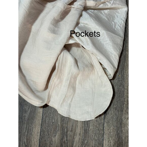 MAX AND CLEO CHAMPAGNE BEIGE PARTY STRAPLESS DRESS WOMENS SIZE 12 POCKETS LINED - Picture 7 of 10